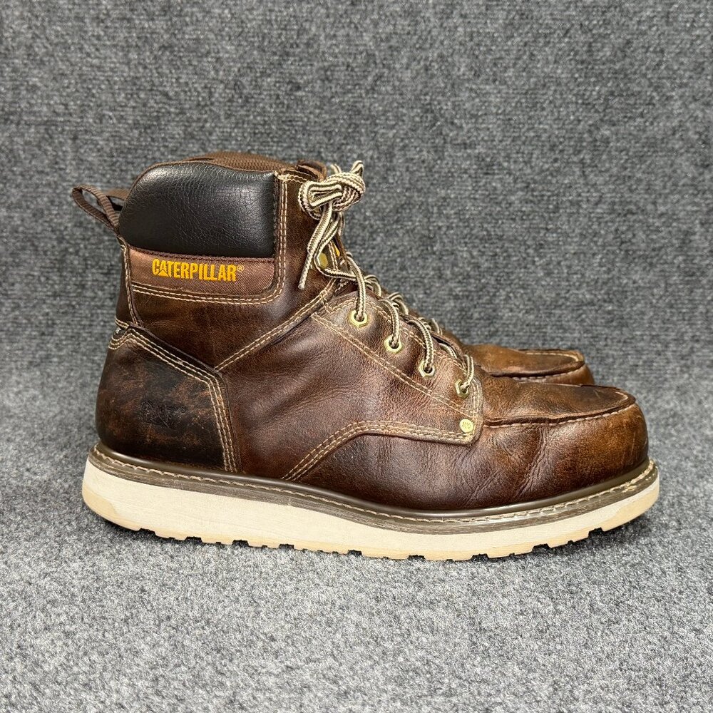 Caterpillar CAT Calibrate Steel Toe Work Boots Men's‎ 12 Brown Leather Moc Toe